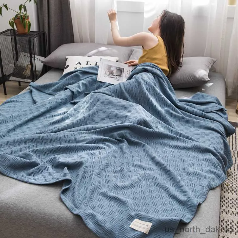 Couverture solide tissage coton tricoté canapé jeter couverture tissé canapé couverture vérifié lit coureur lit couverture R230616