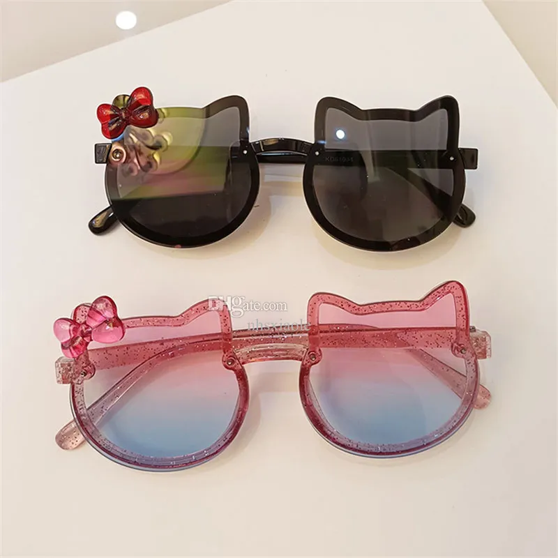 Óculos de sol infantis para meninas e meninos, novos e bonitos óculos de sol de gato de cristal para meninos e meninas, óculos de sol para bebês