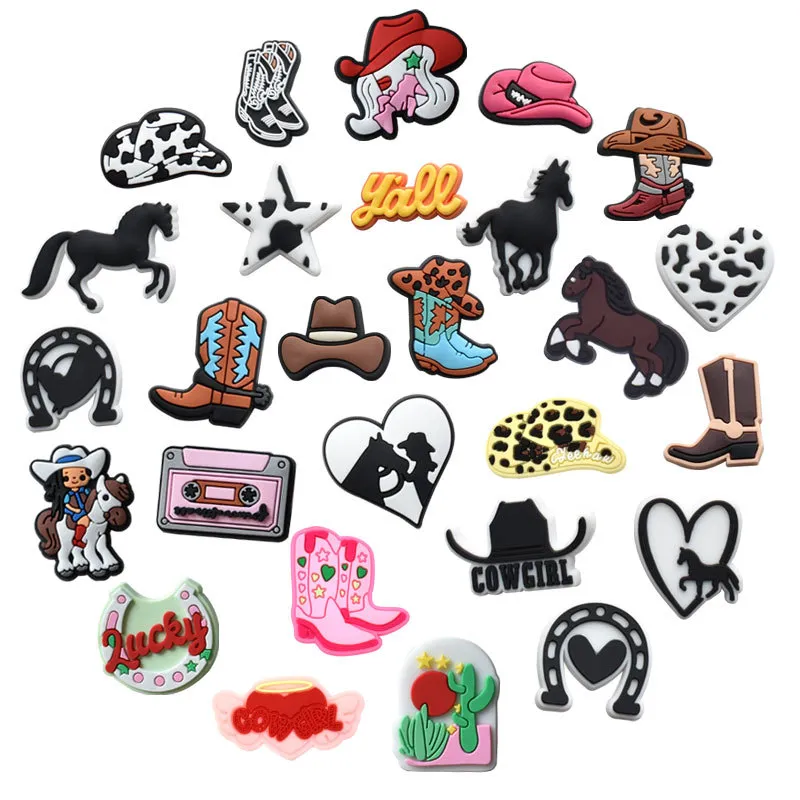 Charms Croces Estilo Cowboy para Mulheres Meninas Croces Jeans Texas Cactus Shoe Charms Decorações Acessórios Pins para Homens Crianças