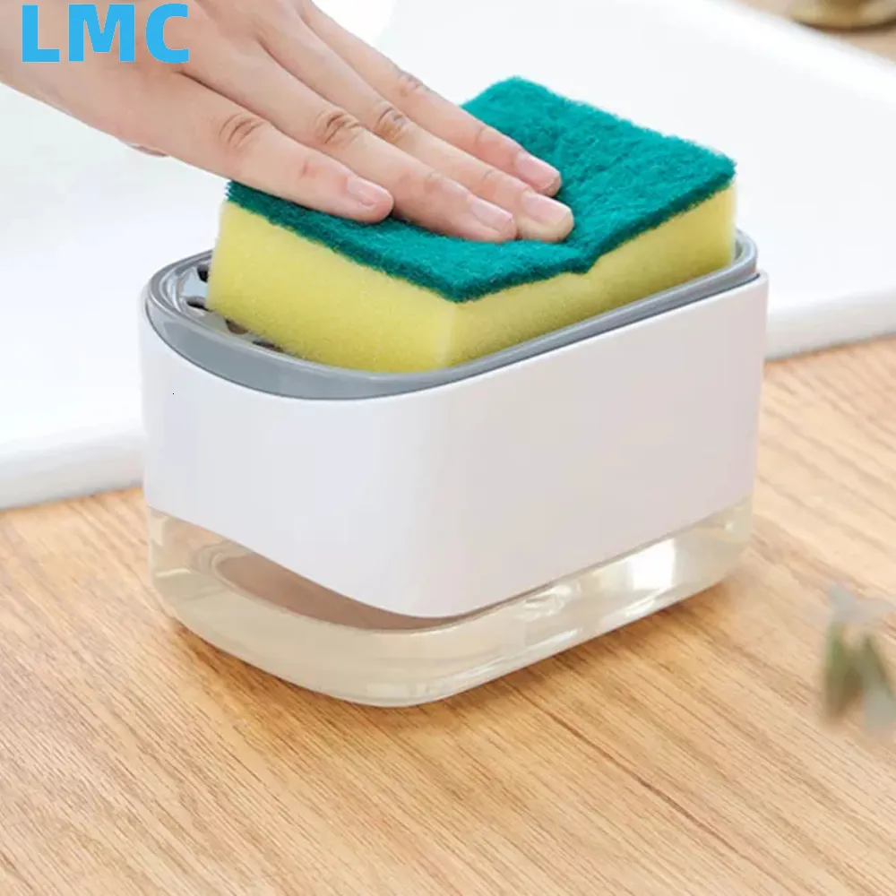 Zeepdispenser LMC 3 In 1 Draagbare Schuimpomp Flessen Spons Stand Handpers Doseren Gereedschap Keuken Badkamer Gadgets 230616