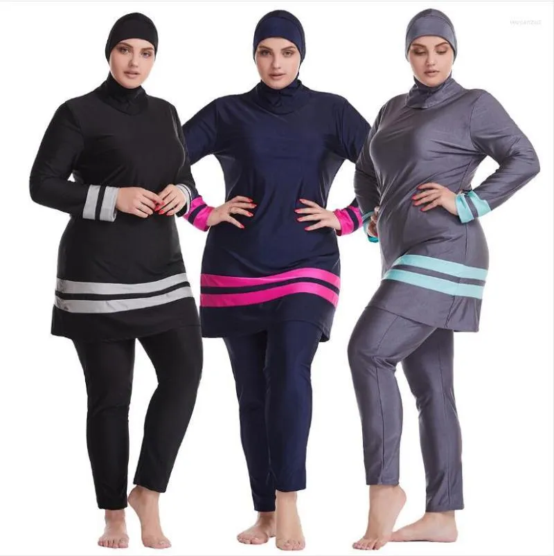 Abbigliamento etnico 3PC Plus Size Burkini Talla Costume da bagno modesto Costumi da bagno donna musulmana Abbigliamento da nuoto Hijab Badmode Banadores Mujer 6xl Grande