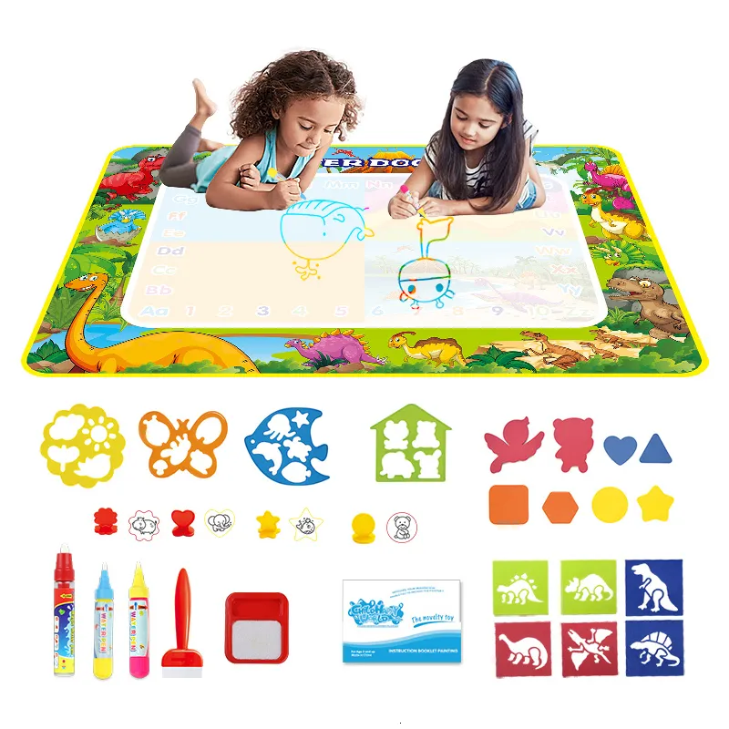 Intelligence toys 4 Style Grande Taille Magique Doodle Eau Dessin Tapis Peinture Stylos Timbre Ensemble Coloriage Conseil Jouets Éducatifs pour Enfants Cadeau D'anniversaire 230615