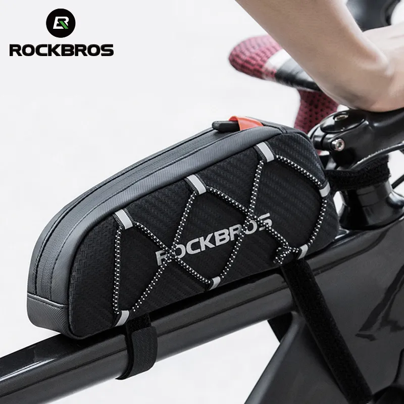 Panniers väskor rockbros cykelväska reflekterande främre ramrörspåse ultralätt bärbar cykelpaket Big Capacity Pocket Cycling Accessories 230616