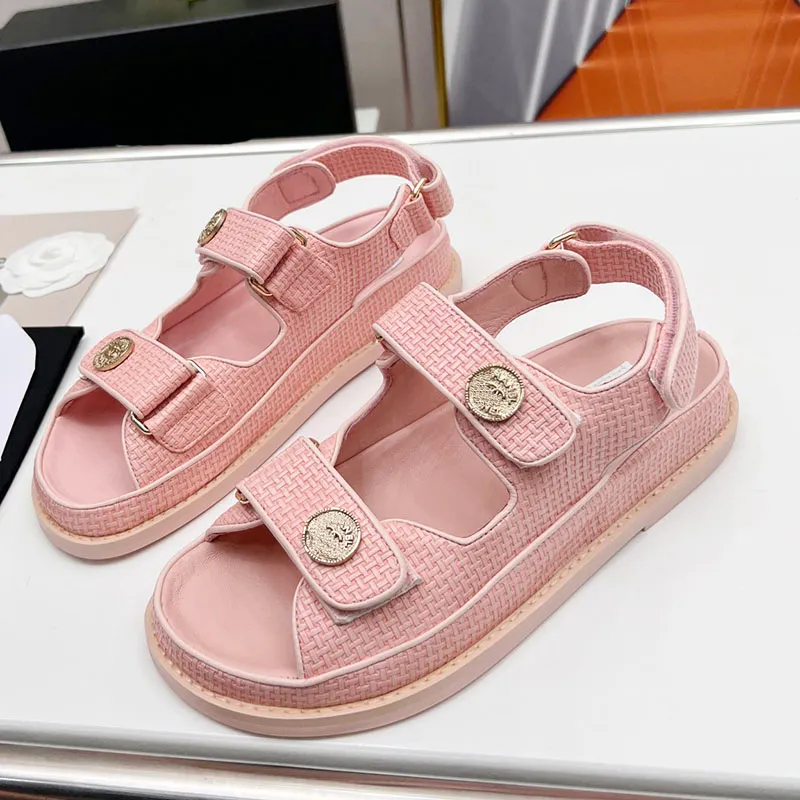 23SS Women Sandals Retro okrągłe palce u stóp swobodny buty klasyczny różowy zielony czarny kapcie Slingbacki sukienka but cielę