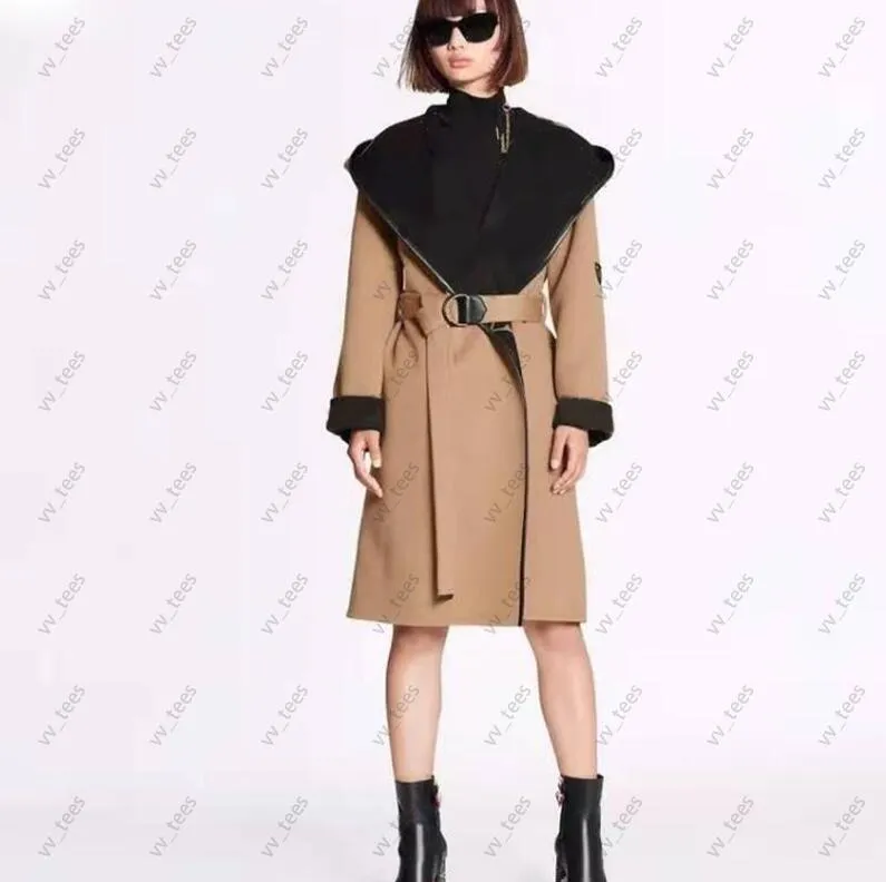 Gabardina Feminina Parkas Quente Jaqueta Longa 23AW Moda Casacos Jaquetas Clássicas Jaquetas de Lã Finas Tamanho S-L