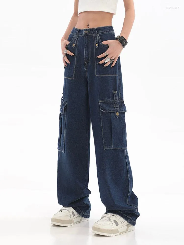 Men's Pants 2023 Vintage Baggy Jeans Women's Pockets Wide Leg Cargo Y2k Streetwear Harajuku Casual High Waist Denim Straight Trousers