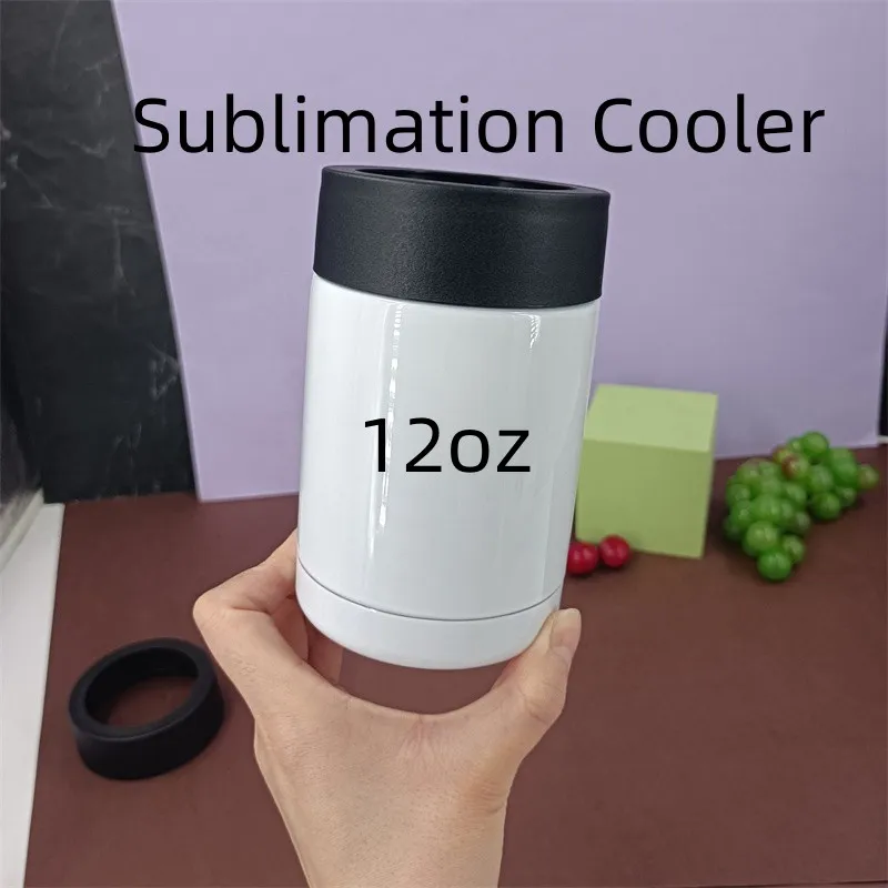 Sublimation12 oz kall lagringstank tumbler mugg cola kan kylare islagring kan rostfritt stål isolerat vakuumöl mugg coooler diy