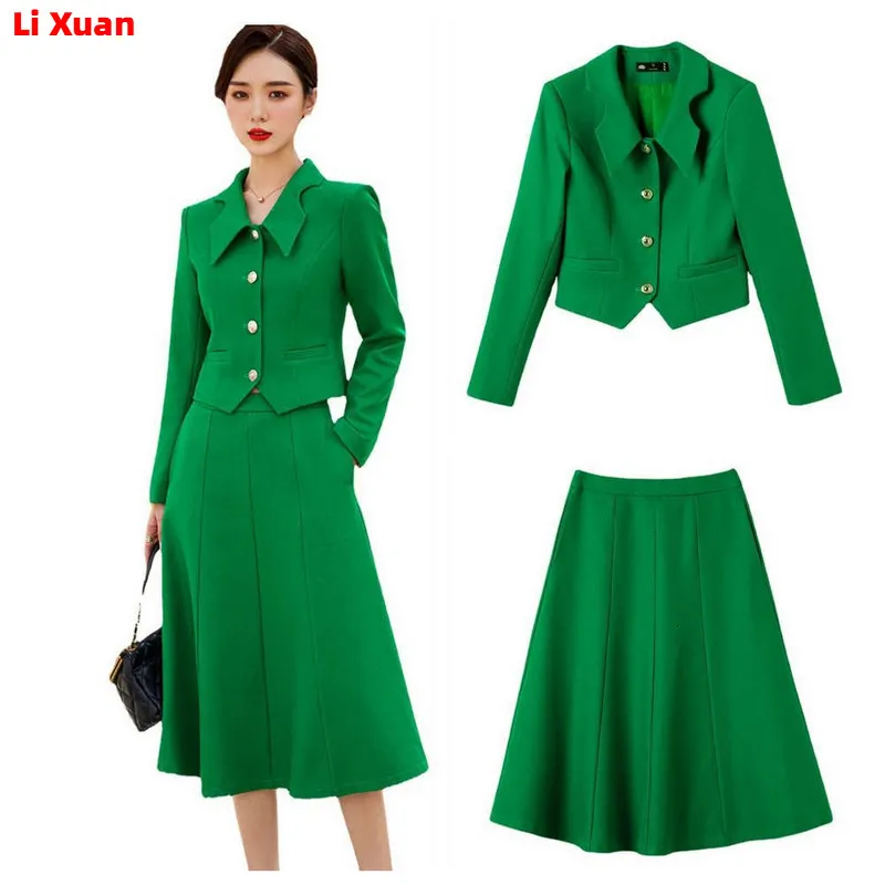 Two Piece Dress High Quality Spring Autumn Long Skirt Blazer Sets Outfits Female Formal Business Korean Womens Office Ladies Work Jacket Suit 230615