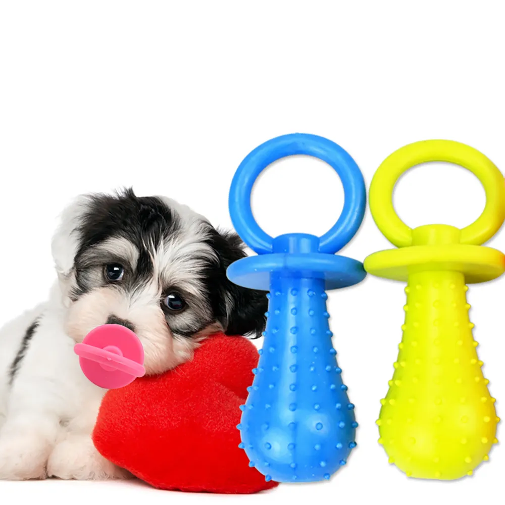 Sucette en caoutchouc pour chien de compagnie jouet à mâcher sucette interactive chien chat chiot élasticité dents jouet à mâcher jouet de nettoyage des dents couleur aléatoire