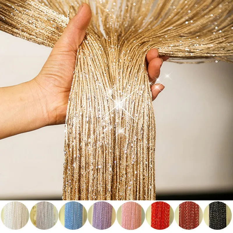 Curtain 100x200CM Shiny Glitter String Door Beads Room Dividers Beaded Fringe Polyester Fabric Window Wedding DIY Home Decor 230615