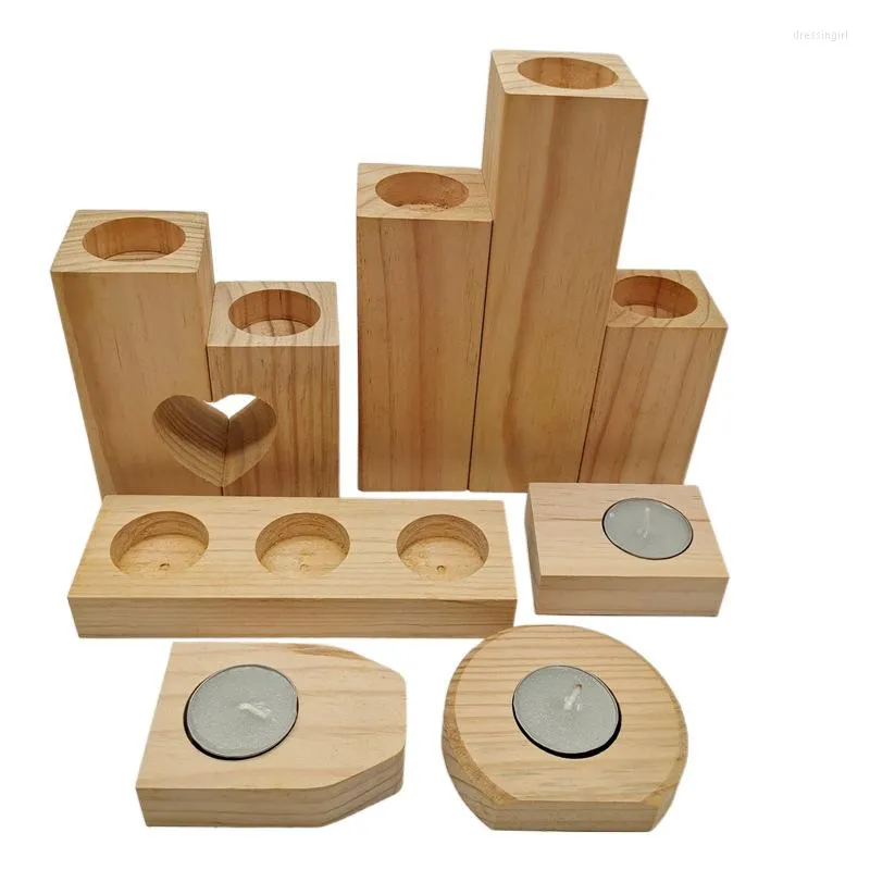 Candle Holders Solid Wood Romantic Holder Decoration Love Base Wooden Crafts Atmosphere