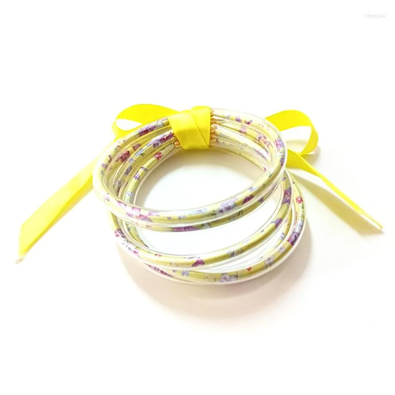 Bracelet 5 pièces/ensemble vendre des bracelets en cuir pile Bracelet en gelée de Silicone pour les femmes amitié nœud papillon