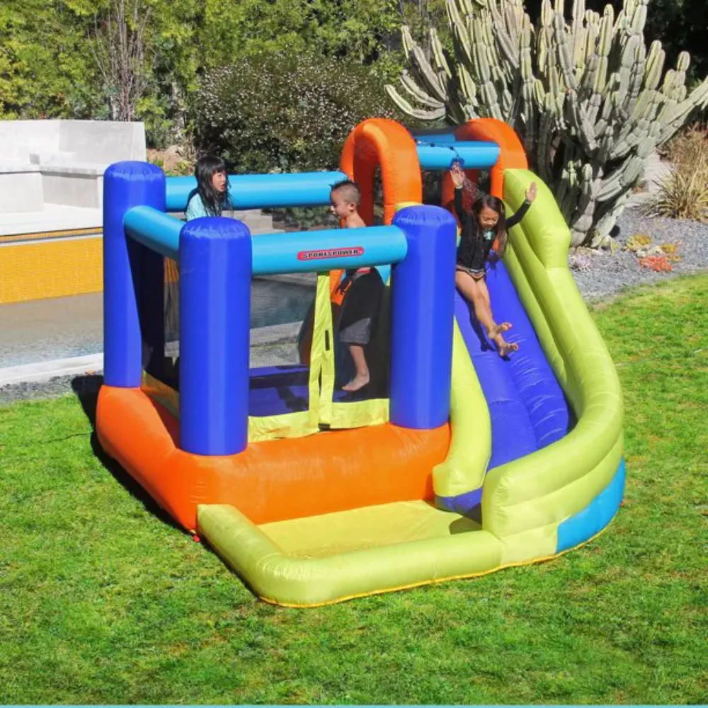 Buitenspellen Activiteiten Mijn eerste spring- en waterglijbaan met Bounce House Blower inbegrepen 230615