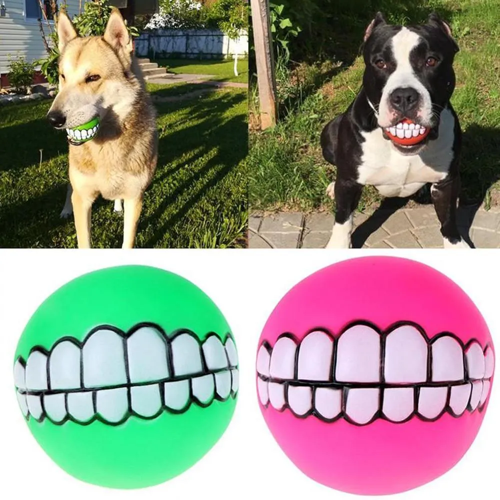 1 Pcs Vente Chaude Aléatoire Couleur Transer Pet Supply Drôle Squeak Chien Dents À Mâcher Grand Jouets En Caoutchouc Chien Jouet Balle Pour Petit Son C9W9