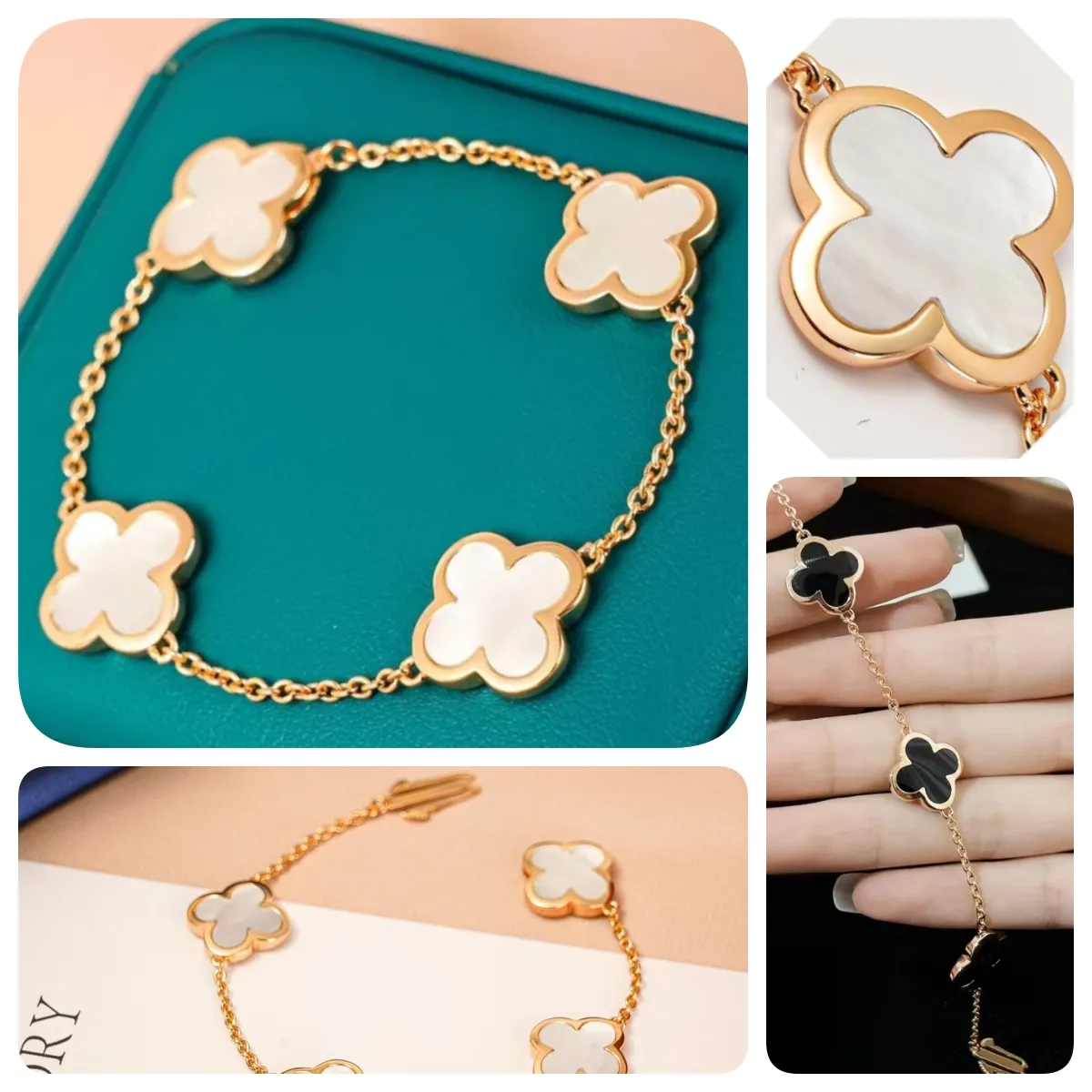 Lomdung 2 Pièces Bracelet Trèfle Chanceux Femme, Bijoux Trèfle à 4