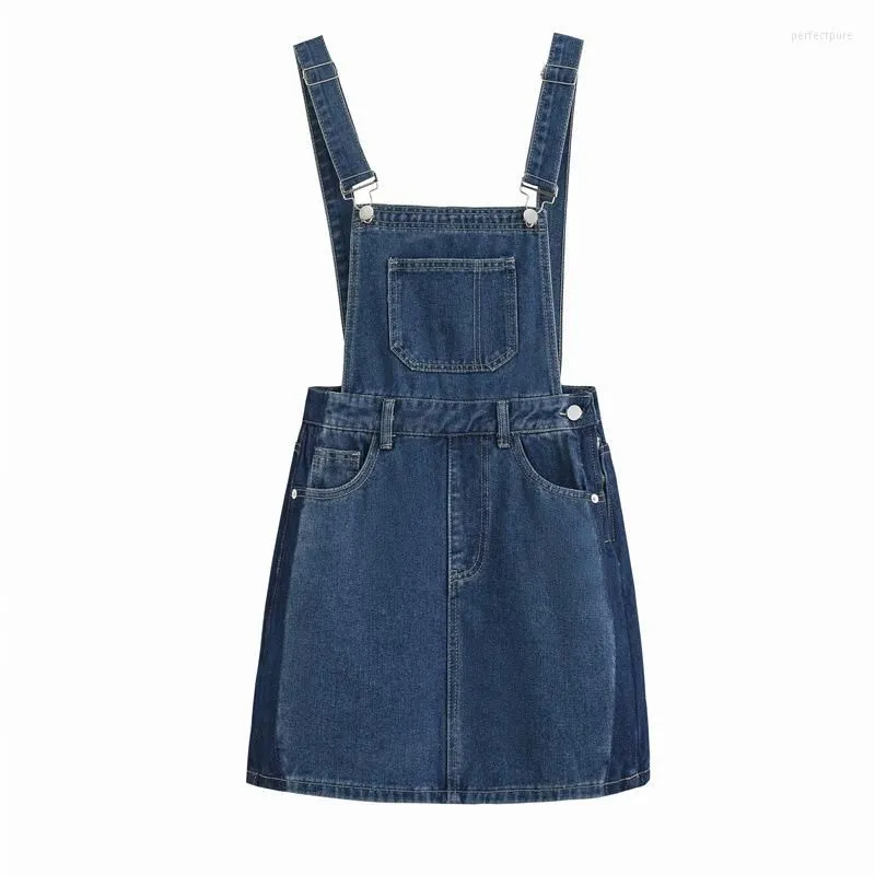 【BAON】Makui Denim Suspender Long One Piece Summer Patchwork Suspender Denim Denim Pinafore Dress For