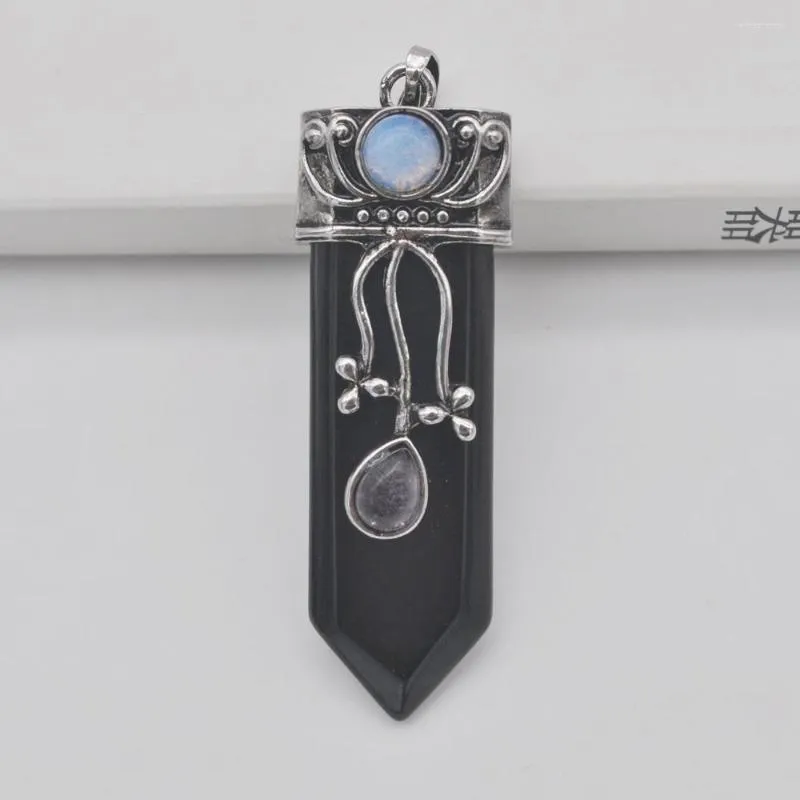 Naszyjniki wiszące czarne karnelian z kamieniem naturalnym klejnot wahadłowy biżuteria S3187