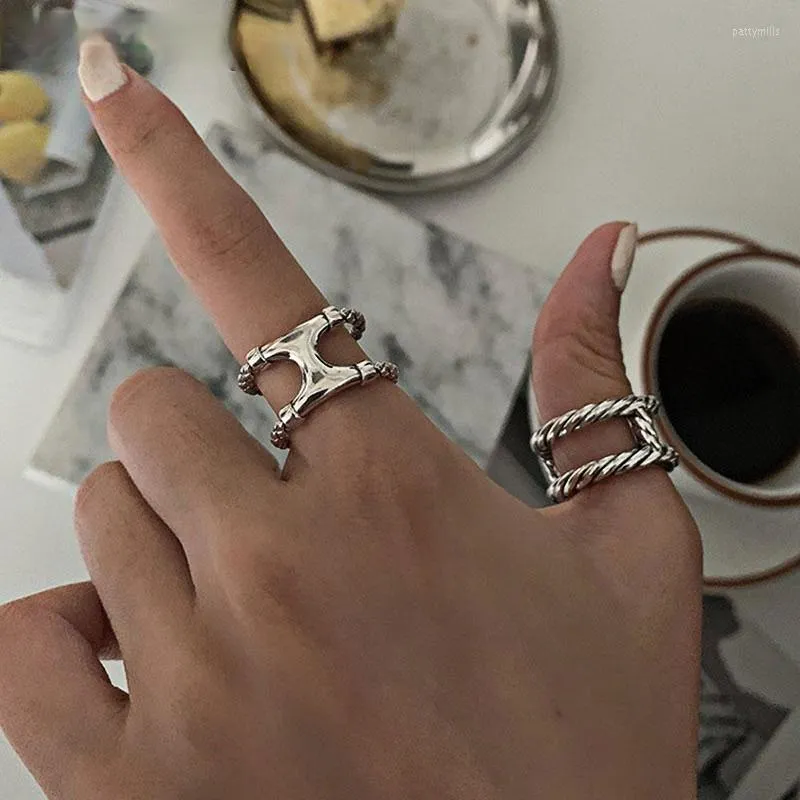 Cluster Rings Vintage Punk 925 Sterling Silver Finger Fashion Simple Cross Geometric Thai Party Jewelry Gifts For Women
