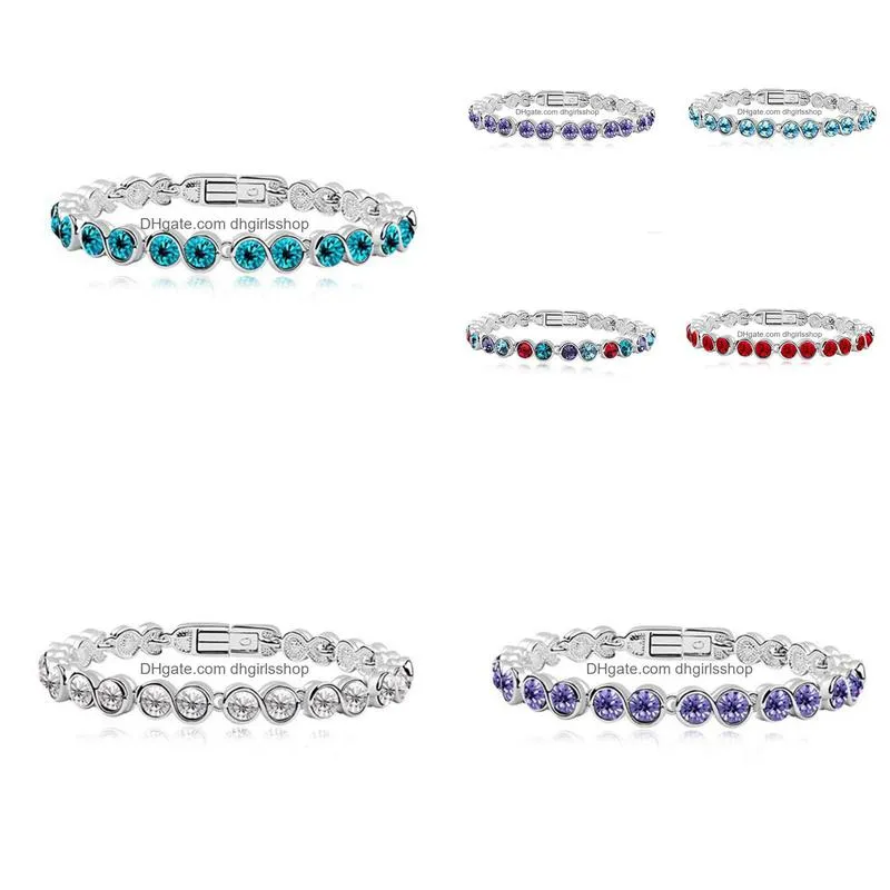 Kedjelänk österrikiska kristallsmycken rostfritt stål Bangle Sier Color Stone Armband Acier InoxyDable Femmelink Lars22 Drop Delivery Dhyt9