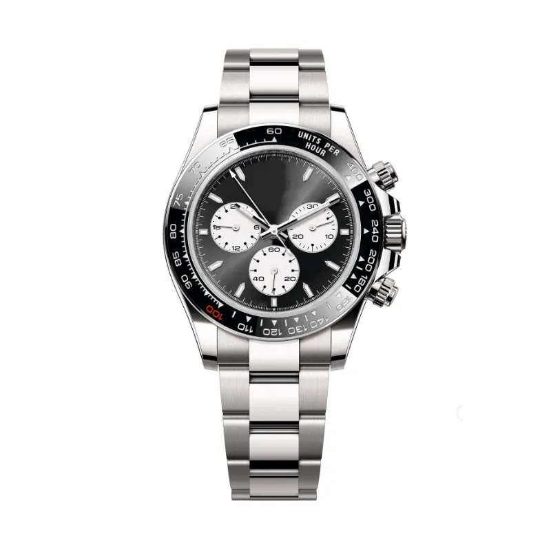 2023 designer Mens Watch ST9 Steel All Subdials Working 40mm Automatic Mechanical Movement Sapphire Glass Ceramic Bezel Silver Dhgate Watches DAYTONAs jason007