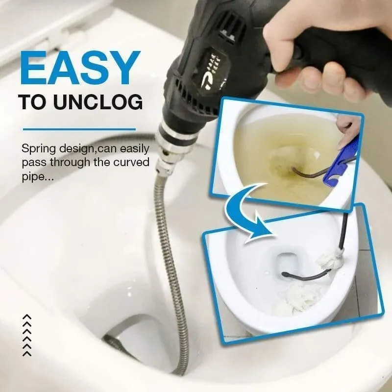 Inne narzędzia do czyszczenia domowego Akcesoria 1m Dreńonki Dredging Spring Sink Rura toaletowa Unblocker Sewer Narzędzie do włosów profesjonalny tłok Unclog Denins 230617