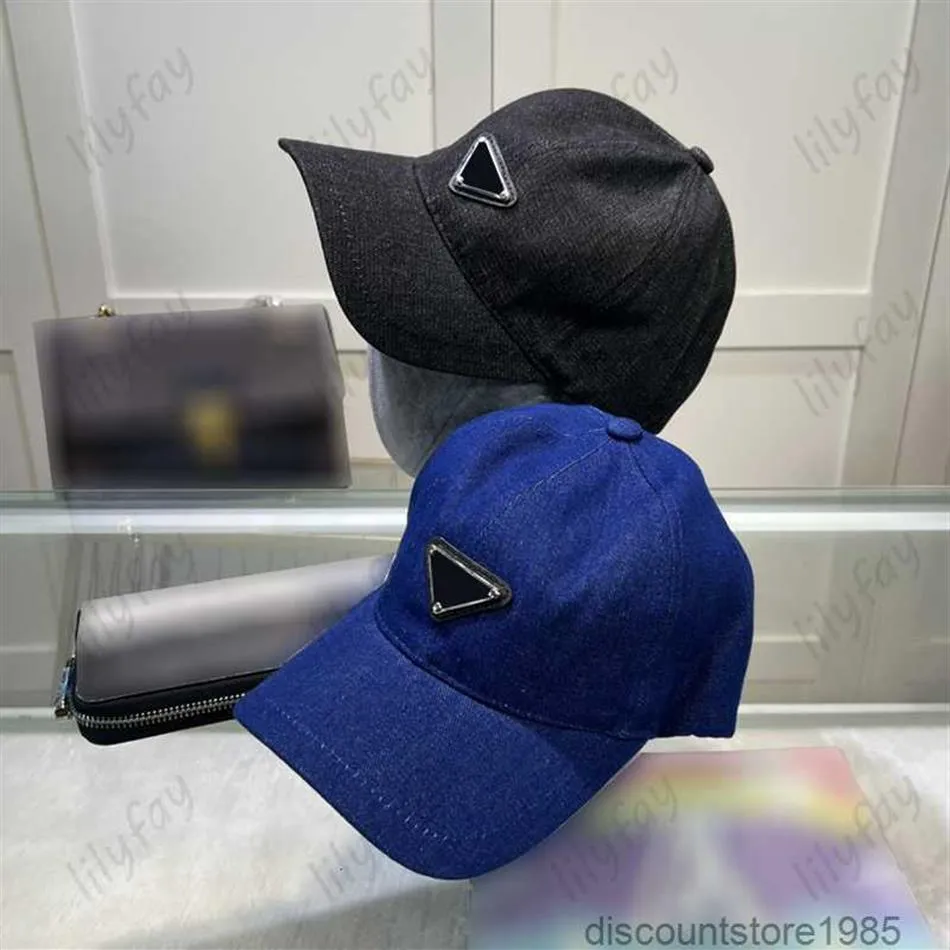 Bonés de Bola Designer Moda Preto Nylon Chapéu de Beisebol Luxo Etiqueta de Metal Letras Boné Azul Jeans Casquette Masculino Feminino Esporte P Primavera 234h