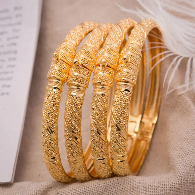 Bangle Women Bangle Gold Color Wedding Bangles for Women Bride Can OPen Bracelets indian/Ethiopian/france/African/Dubai Jewelry gifts 230616
