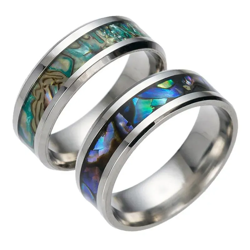 Stainless Steel Shell Ring Colorful Shell Band Rings New Design Fashion Jewelry for Men Women Gift