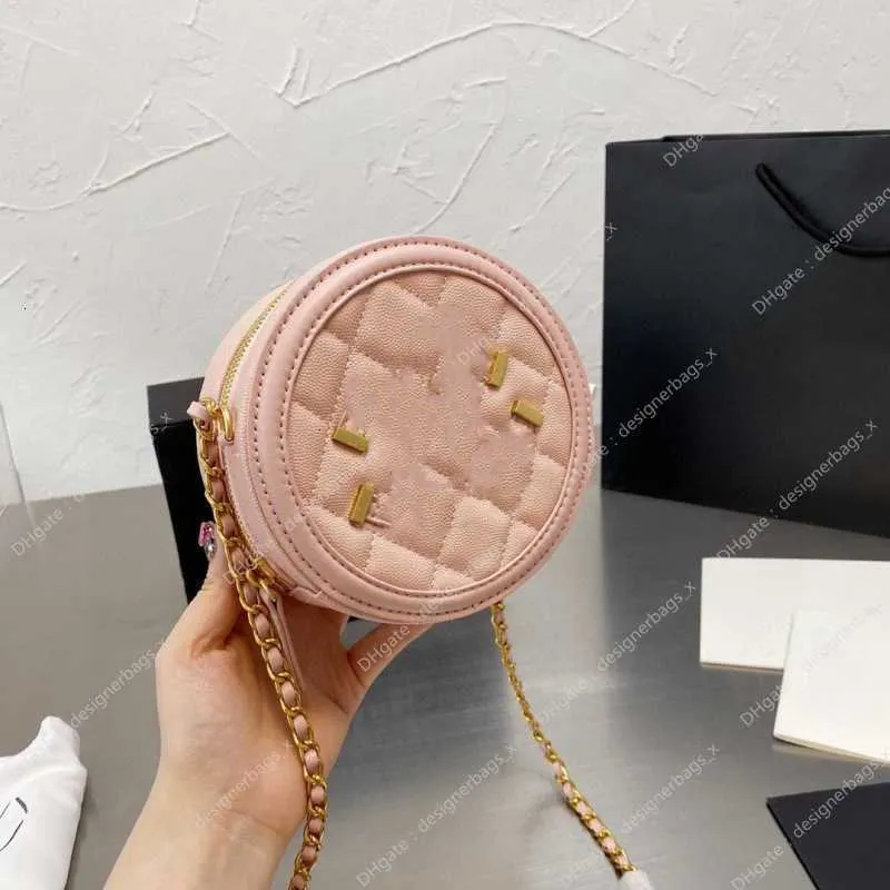 Alta qualidade crossbody c carteira versátil novo lazer pequeno sabor redondo rhombic corrente bolo caviar pele de vaca sacos designer bolsa feminina