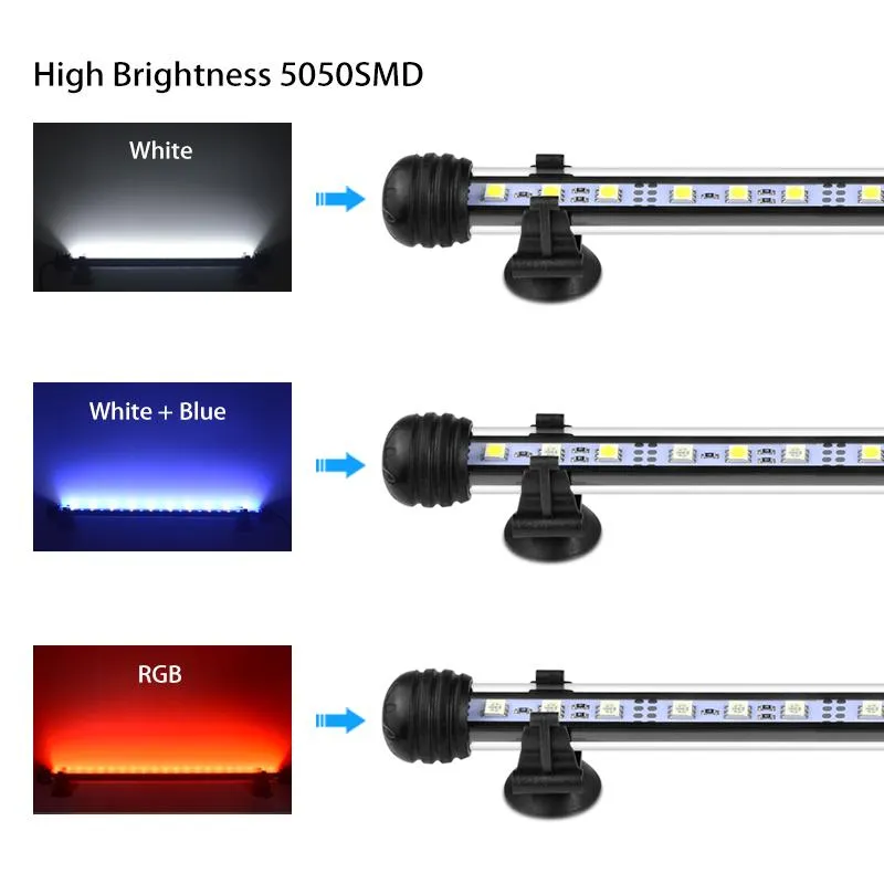 Belysning Aquarium Light LED Vattentät fiskbehållare under vattnet Submerible RGB Fish Lighting Aquarium Decor Plant 1949cm 110V 220V