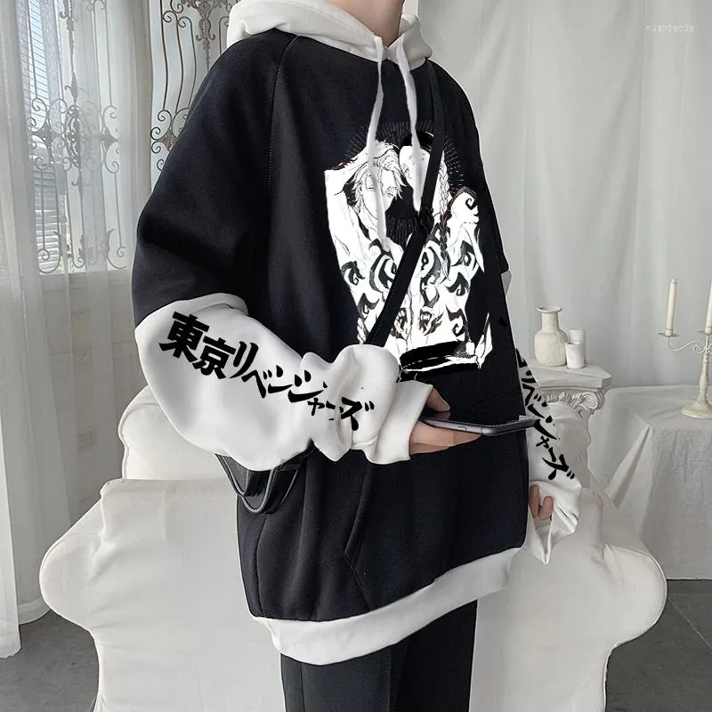 Heren Truien Tokyo Revengers Anime Harajuku Rindou Haitani Liep Manga Cool Mannen Herfst Winter Oversized Patchwork Sweatshirts