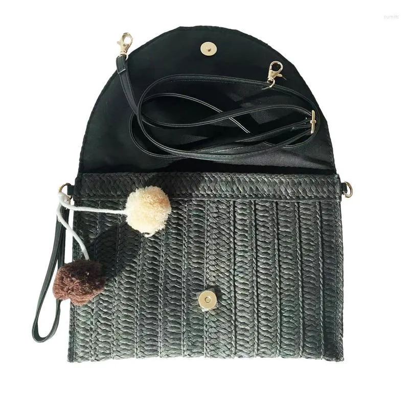 Aufbewahrungstaschen Stroh Strandtasche Rattan Damen Handtaschen Handgewebte Clutch Geldbörse mit Webprozess für Reisehandys