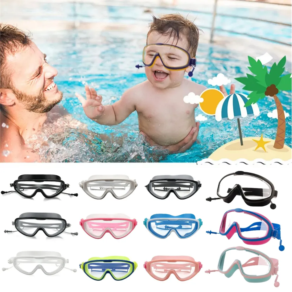Goggles Outdoor Zwembril Oordopje 2 in 1 Set voor Kinderen Anti-condens UV Bescherming Zwembril Met Oordopjes voor Kinderen Volwassene 230616