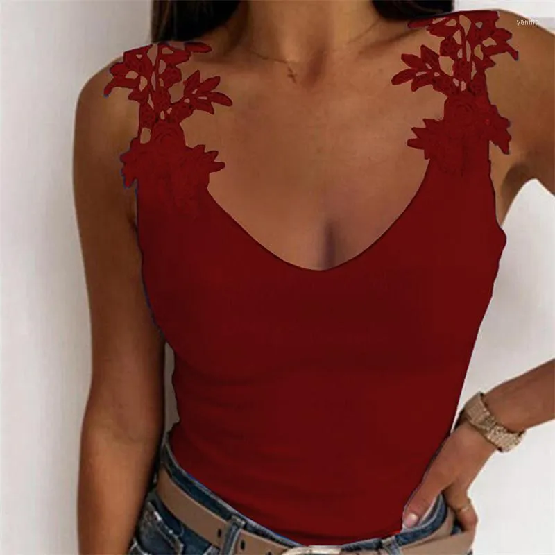 Frauen Tanks Ärmellose Hemden Frauen Spitze Floral Tops Sommer Streetwear Elegante Damen Casual Verkauft Farbe Weste Top 2023