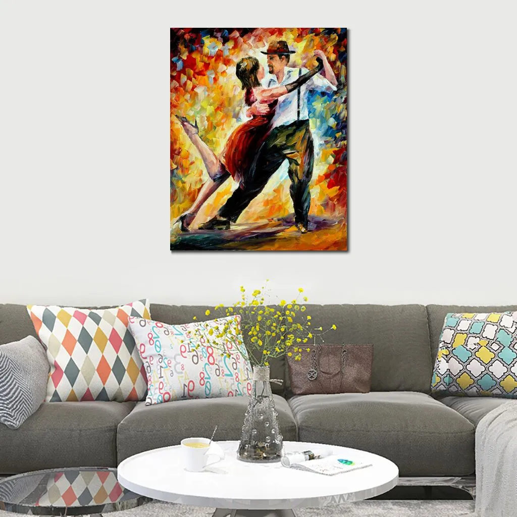 Figura romântica arte em tela tango em vermelho pintura abstrata artesanal decoração moderna para escritório