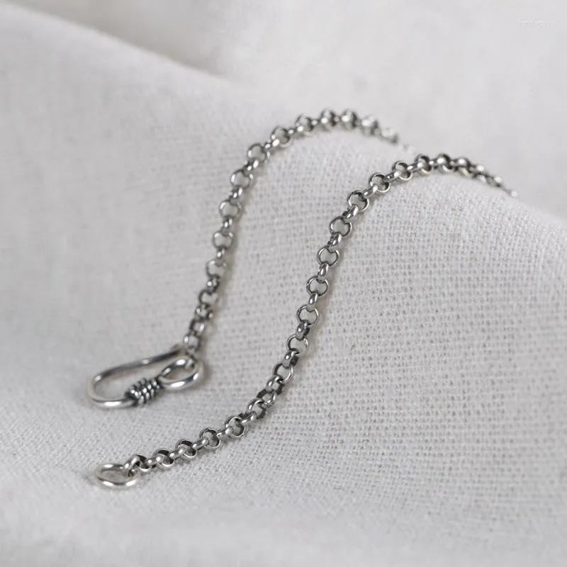 Cadenas FNJ 925 Cadena de eslabones de plata para la fabricación de joyas Collar de plata pura vintage de 3 mm Hombres Mujeres 40 cm a 80 cm
