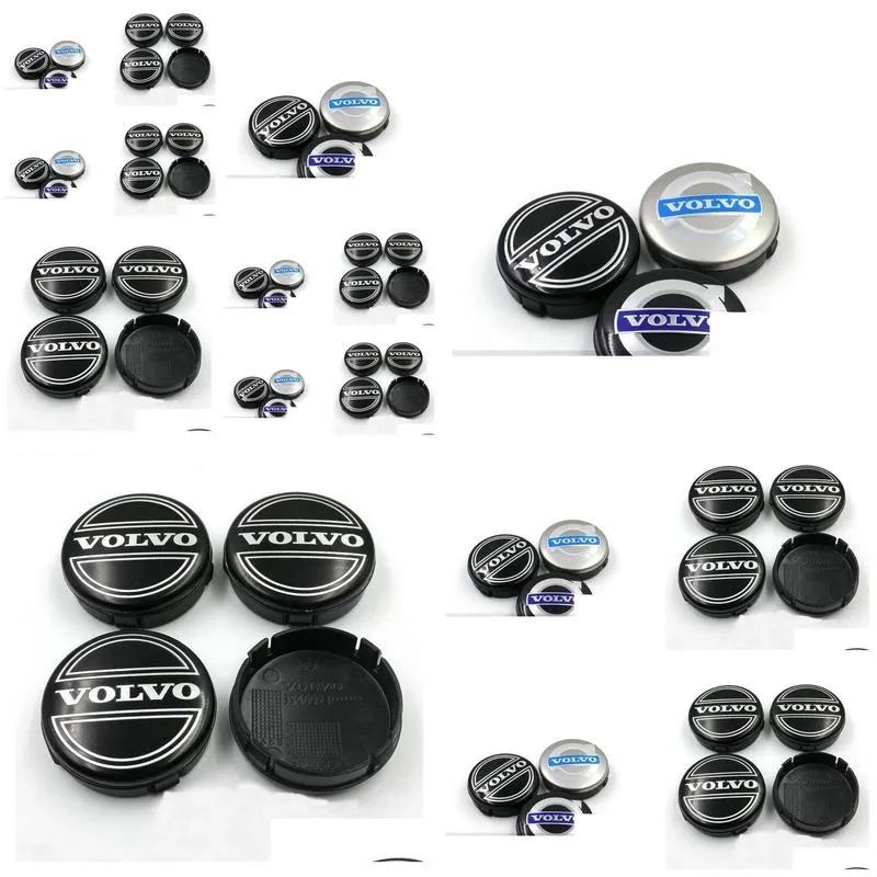 Capas de roda 3 cores 4 peças 64 mm Voo Center Caps Hub Er emblema do carro preto/cinza/azul C30 C70 S40 V50 S60 V60 V70 S80 Xc90 Drop Del Dhlro