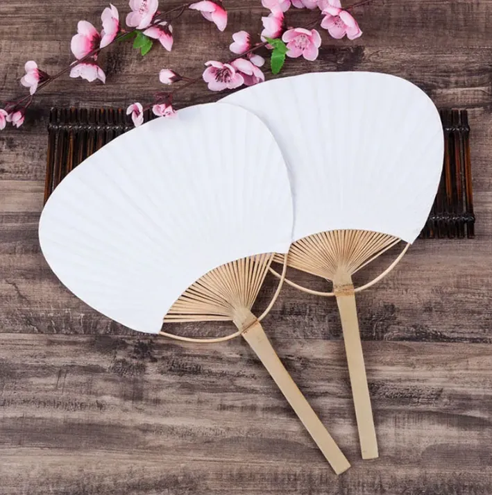 DIY Blank Paper Fan Fan Sundries Bambool Handl