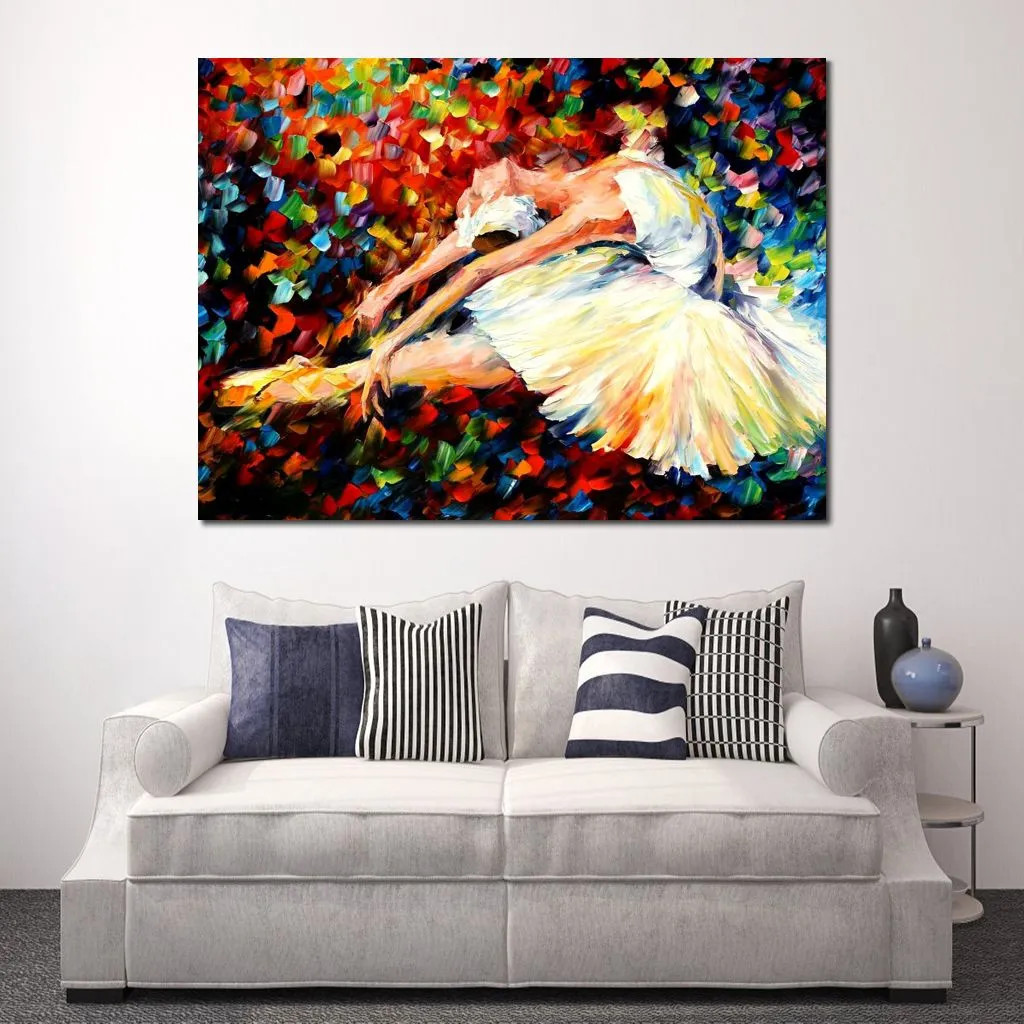 Abstract Figure Ballet Dancer Canvas Art Badrumdekor Spänning Handgjord oljemålning Modern