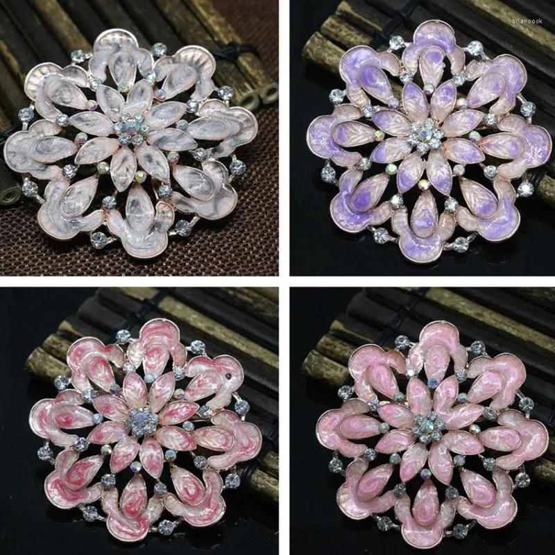 Brooches Factory Outlet Large Round Flower Pins 8 Colors Crystal Beads 70mm Charms Women Fashion Party Clothes Gift Jewelry C