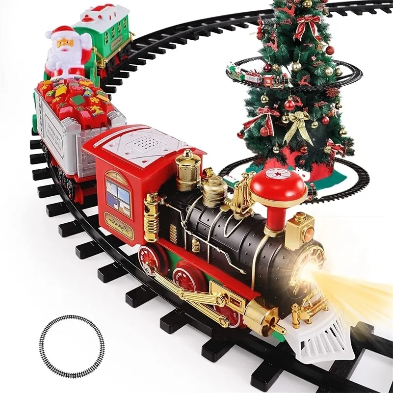 Electricrc Car for Christmas Tree Electric Train Set Toy Railway Toys Racing Track With Music Santa Claus Decor Xmas Gifts 230616