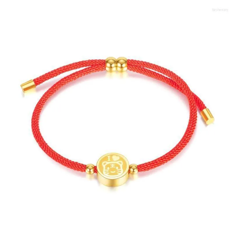 Charm Bracelets Wholesale Fashion Easy To Match Hand Woven Adjustable Red Rope Round Little Tiger Girls Bracelet Bkcharm Lars22 Drop Dh9Vb
