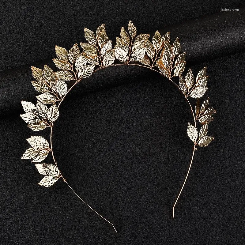 Headpieces retro guld/silver färgblad pannband kvinnor brud bröllop pärlor tiara krona hår båge hårkläder smycken presenttillbehör