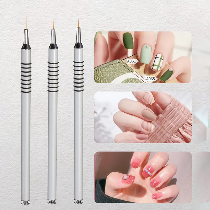 Nagelborstels Nail Art Liner Brushes Set 3 stks Nail Art Brush Striping dunne lange lijnen Puntjes Tekenpen Metalen handvat Striper Brush 7/9/11mm 230616