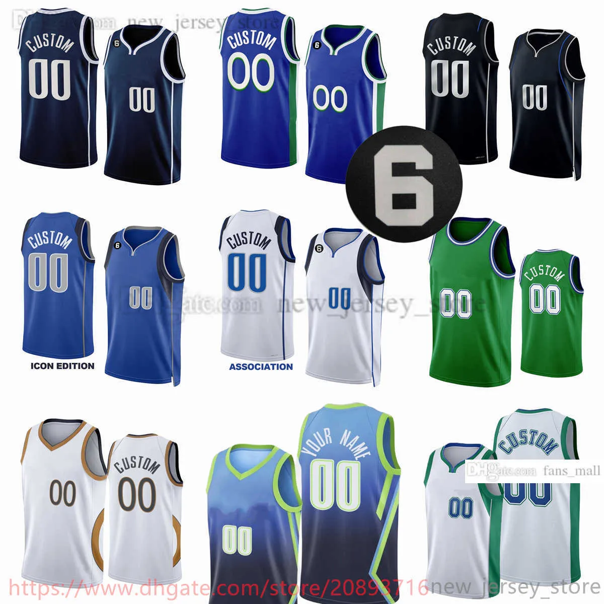 Custom 2023 New season Printed Basketball Jerseys 77 Luka 8 Josh Doncic Green 2 Kyrie 11 Tim Irving Hardaway Jr. 44 Davis Bertans 35 Christian Wood 7 Dwight Powell 6 patch