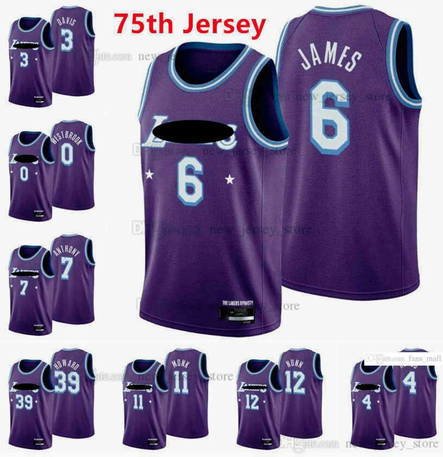 Gedrukt 21-22 New City Diamond 75th Purple Basketball Jerseys 10 DeAndre 5 Talen Horton-Tucker 2 Wayne Ellington 1 Trevor Ariza 9 Kent Bazemore Malik Monk Austin Reaves