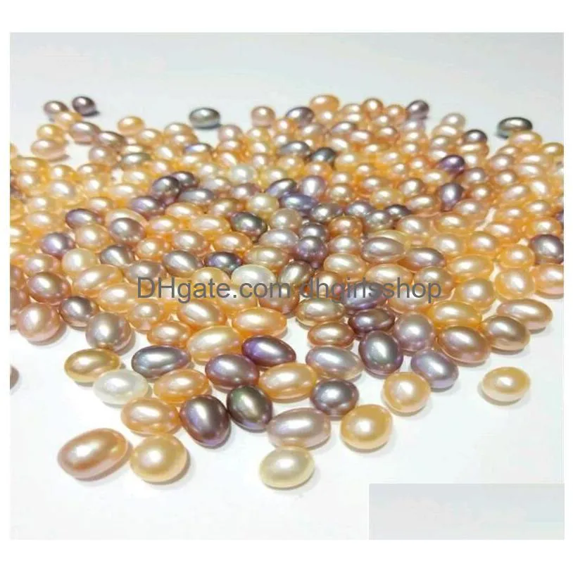 Pearl Intense Flawless Natural Beads For Jewelry Making Authentic Freshwater Pearls Oval Loose Bead Diy 611Mm Wholesale Drop Delivery Dhl9I