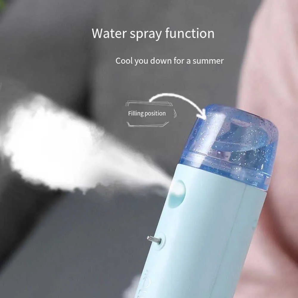 Ventilatori elettrici Mini Spray Piccolo elettrico da viaggio USB ricaricabile Acqua nebulizzata Idratazione Raffreddamento