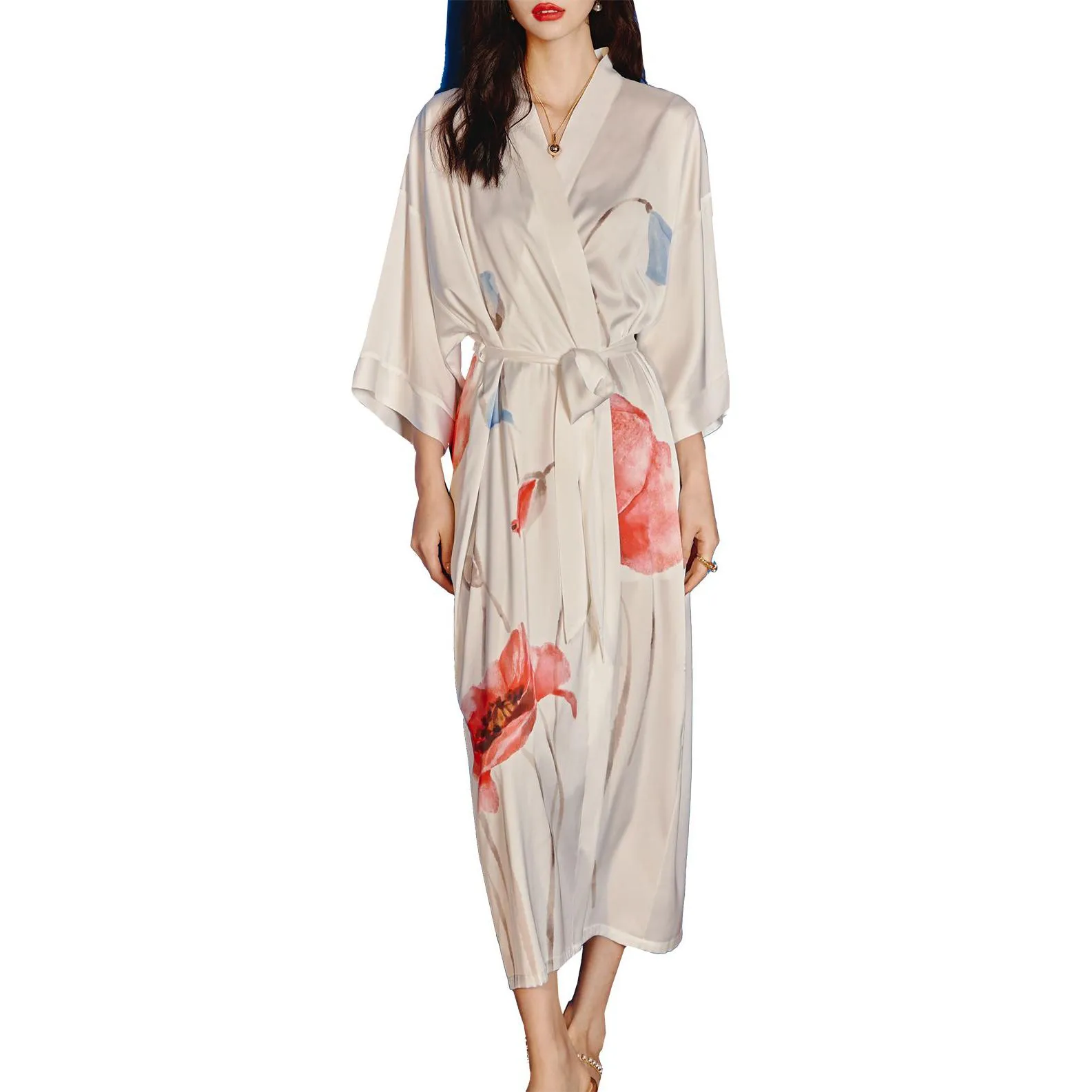 Damska odzież sutowa satyna długa szlafrok kimono elegancka piżama ślubna druhna szata letnia salon nocna odzież nocna DHB4V
