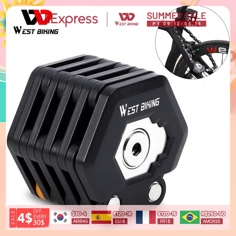 West Biking Foldable Bike Tire Pump Lock High Security Anti Theft Security For MTB Road Scooter Electric E Bike Tire Pump And Cycling Chains Model 230616 From Wai06 29.24 DHgate.Com